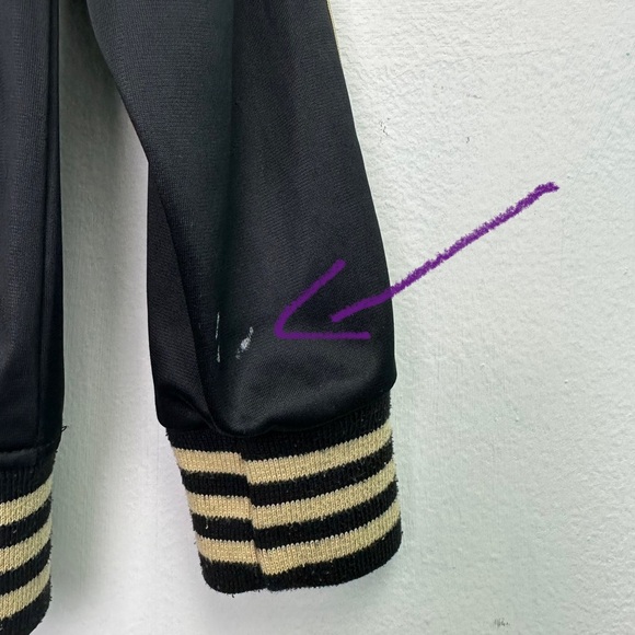 Adidas Womens Size Small Full Zip Long Sleeve Track Jacket Black Gold - Picture 5 of 8